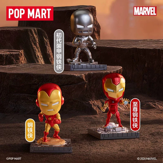 POPMART Marvel Iron Man Chronicle Series patung kotak buta hiasan