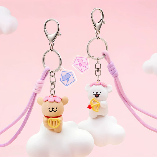 Rantai Kunci Anjing Cupid Line - Versi Putih