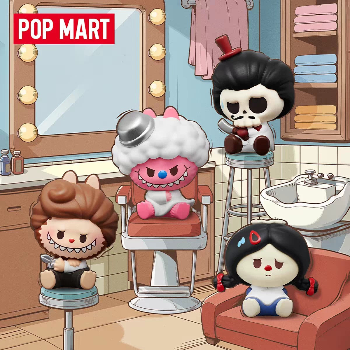 POPMART泡泡瑪特泡泡萌粒 THE MONSTERS復古理髮店公仔