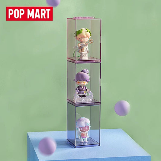 泡泡瑪特 POP 單盒展示盒，3 件裝粉色與紫色單體公仔收納盒