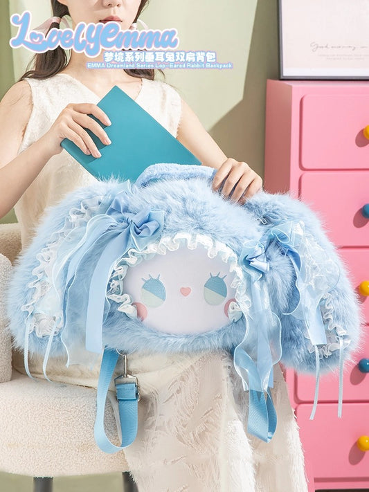 Mochila de Coelho com Alças para as Orelhas da EMMA (Azul)