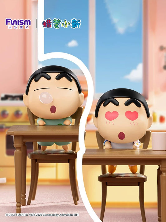 Série Agachado de Crayon Shin-chan, caixa surpresa de pequenas partículas