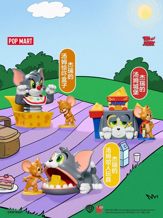 POPMART ซีรีส์สวนสนุกแมวกับหนู ฟิกเกอร์กล่องสุ่ม ของตกแต่ง