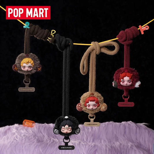 POPMART Bubble Mart SKULLPANDA Teatro sin dormir serie de correas para teléfono en caja sorpresa