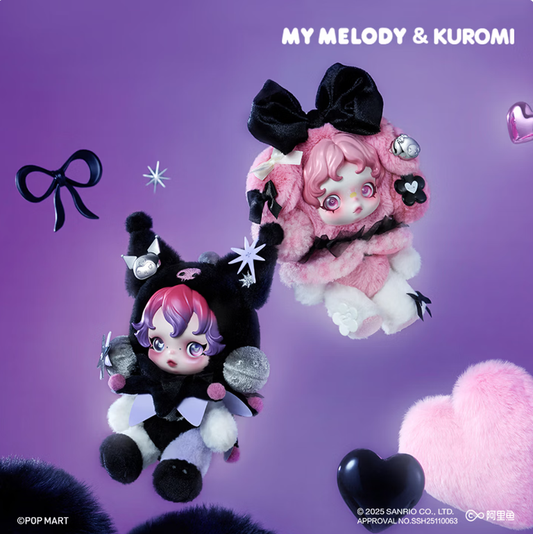 POPMART SKULLPANDA × Melody, colgante de peluche de Kuromi