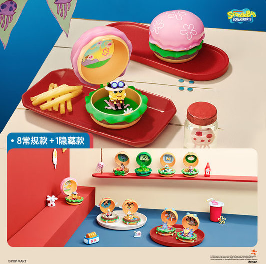 POPMART SpongeBob SquarePants Krabby Patty Delicious Best-Seller Series patung kotak buta