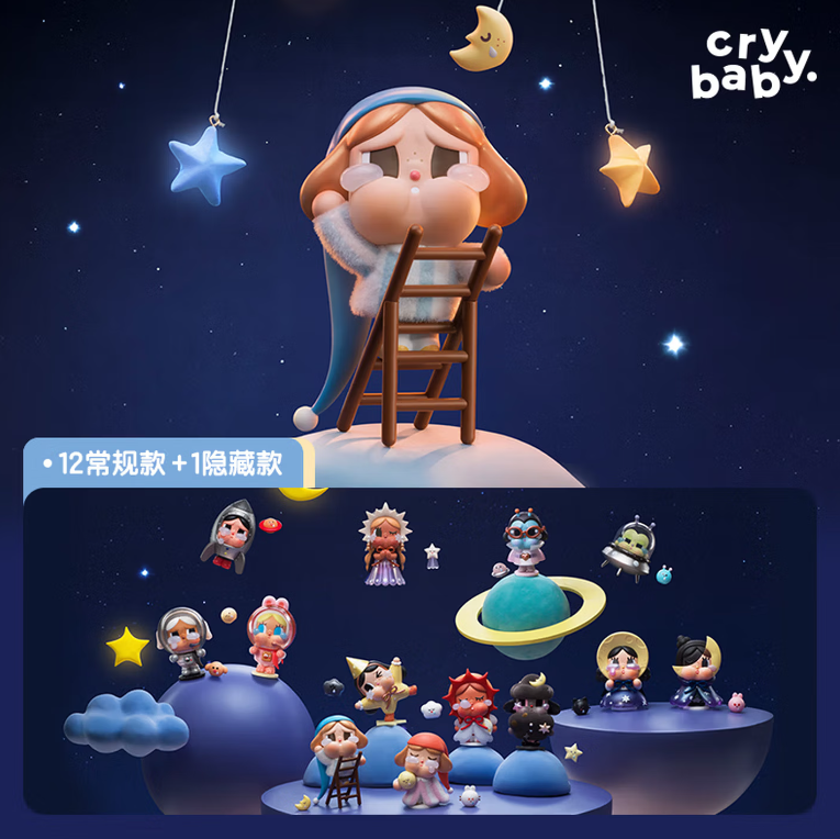 POPMART CRYBABY Série A Lua que Partiu, miniatura decorativa em caixa-surpresa